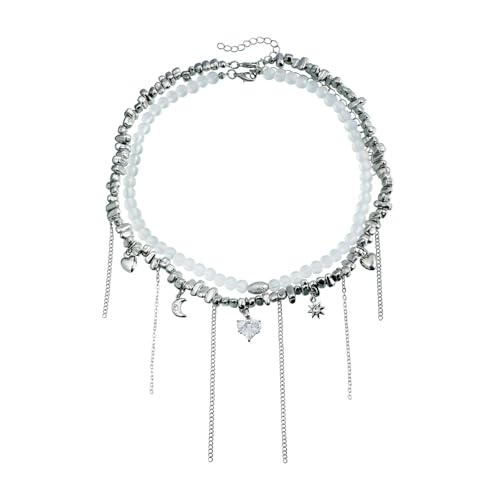 SUMMITDRAGON Elegantes Heart Tassels Anhänger Halskette Mit Funkelnden Zirkonia Und Allergieresistent Legierung Für Mode Enthusiasten Trendy Damen Halskette von SUMMITDRAGON