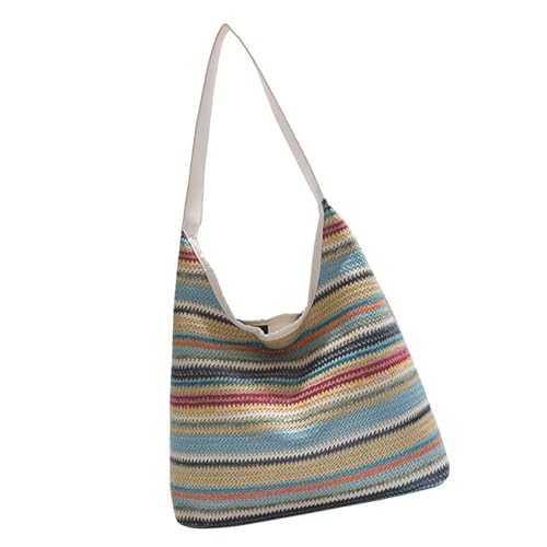 SUMMITDRAGON Frauen Der Frauen Gewebter Strohhalm Satchel Handtasche Mit Oberen Großer Kapazitätsumhängetasche Unterarmtaschen Für Reiseurlaub Gewebte Tasche Satchel von SUMMITDRAGON