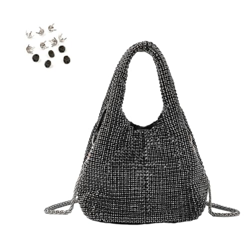 SUMMITDRAGON Frauen Voller Diamant Handtasche Strasskupplungsbeutel Eimer Form Abend Umhängetasche Für Party Prom Cocktail Eimer Tasche von SUMMITDRAGON