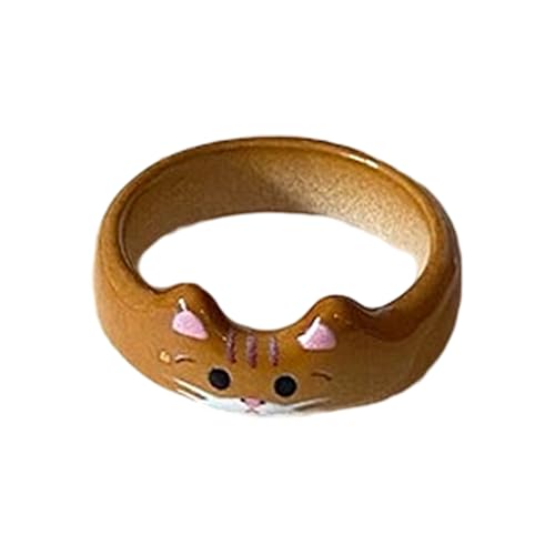 SUMMITDRAGON Handgefertigte Katzen Drop Glasur Ringe Elegante Farbenfrohe Themenbezogene Finger Juwelierparty Tragen Sie Accessoire Für Modeliebhaber Cartoon Cats von SUMMITDRAGON