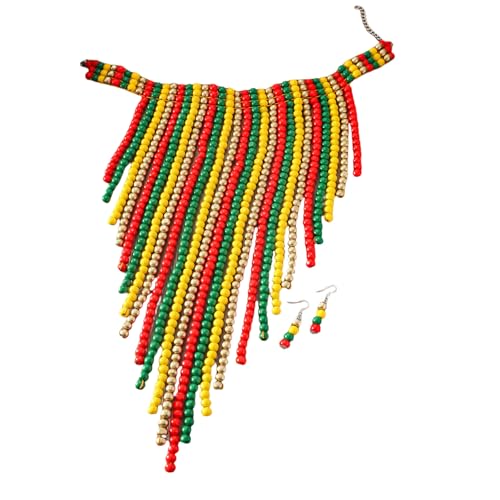 SUMMITDRAGON Handgefertigte Perlen Halskette Und Ohrringe Set Quasten Styles Schmuck Handgefertigt Frauen Böhmische Mode Ohrringe Bunt von SUMMITDRAGON