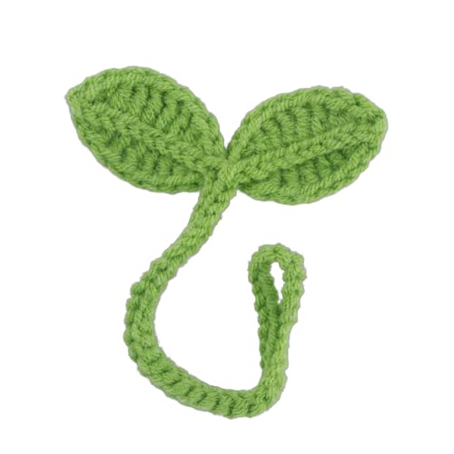 SUMMITDRAGON Handgefertigter Häkelblatt Gestricktes Blatt Sprout Multifunktionaler Ecke Lesezeichen Zubehör Praktische Kopfhörerdekoration von SUMMITDRAGON