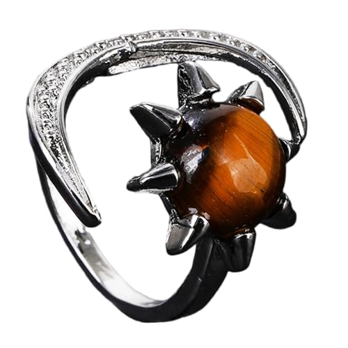 SUMMITDRAGON Handgefertigter Mond Und Sternkristallschmuck Hypoallergen Natürliche Edelsteine Ringe Handgefertigte Fingerzubehör Mystical Star Moon Party von SUMMITDRAGON