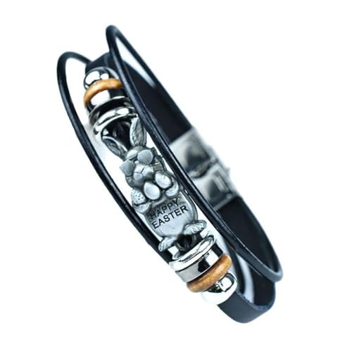 SUMMITDRAGON Handgewebte Osterkaninchen Lederarmband Für Lässige Outfits Zinkes Legierung Legierung Handgelenk Kette Mode Enthusiast Schmuck Vintage Green Armband von SUMMITDRAGON