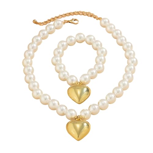 SUMMITDRAGON Herzanhänger Halskette Armband Mit Verstellbarer Länge Stilvoller Perlenschmuckzubehör Für Ungezwungene Oder Formelle Verschleiß Erklärung Halskette Für Frauen von SUMMITDRAGON