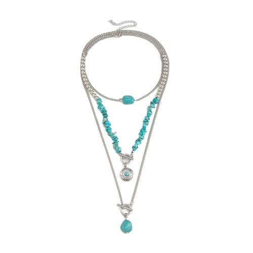 SUMMITDRAGON Inspirierte Türkisarme Perlen Halskette Einstellbare Länge Schlüsselbeinkette Stylischer Nackenschmuck Für Modeliebhaber Moderner Vintage Schmuck von SUMMITDRAGON