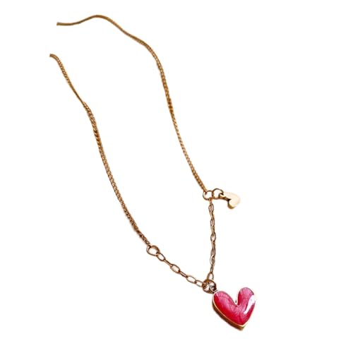 SUMMITDRAGON Kleine Herzheizkette Halskette Date Schmuck Edelstahltextur Geeignet Für Musikfestivals Und Modenshows Liebes Halskette Für Frauen von SUMMITDRAGON