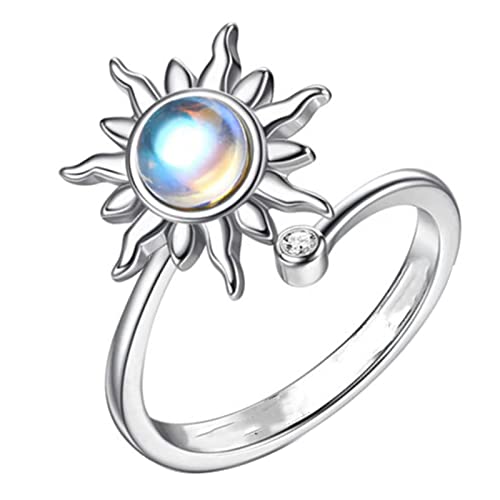 SUMMITDRAGON Kleine Sonnenblumen Rotationsring Um Angst Zu Lindern Weibliche Perle Die Für Frisch Raffinierten Modebriele Für Freundin Eingelegt von SUMMITDRAGON