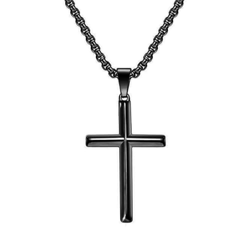 SUMMITDRAGON Kruzifix Anhänger Halskette Hypoallergenik Kette Neckkette Mit Glauben Anhänger Religiöser Schlüsselbeutel Kettenzubehör Schwarzkruzifix von SUMMITDRAGON