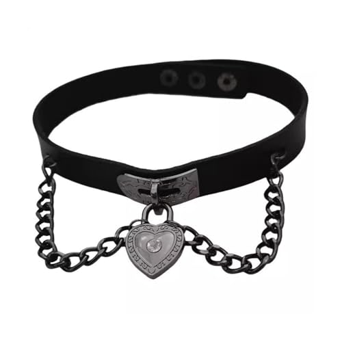 SUMMITDRAGON Leder Halskette Herz Charme Halskette Einstellbare Kette Leder Textur Modes Statement Schmuck Für Tägliche Jugendliche Frauen Schmuck von SUMMITDRAGON