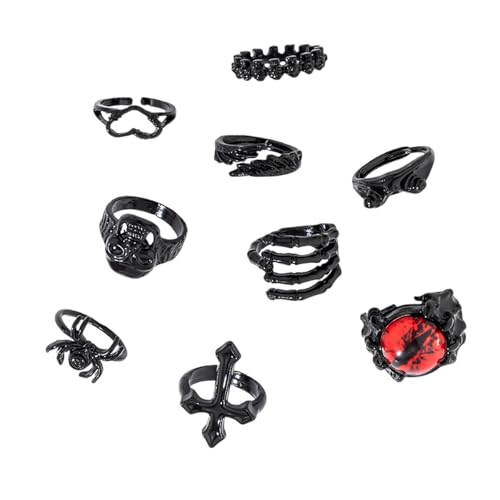 SUMMITDRAGON Legierschädel Ringe Set Mode Fingerschmuck Unisex Gothic Rings Legierung Textur Festival Für Verschiedene Anlässe Verstellbare Größe SUMMITDRAGON Legierschädel Ringe Set Mode Fingerschmuck Unisex Gothic Rings Legierung Textur Festival Für Verschiedene Anlässe Verstellbare Größe von SUMMITDRAGON