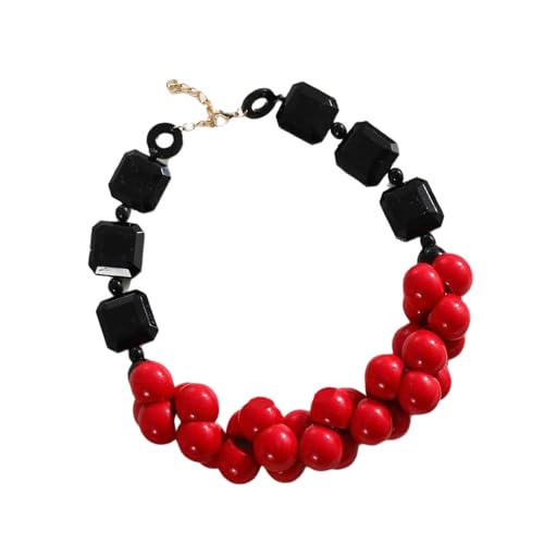 SUMMITDRAGON Mehrschichtiger Perlen Halskette Retro Styles Festival Schmuck Komfortable Harz Ethnisches Accessoire Retro Festival Layer Halskette von SUMMITDRAGON