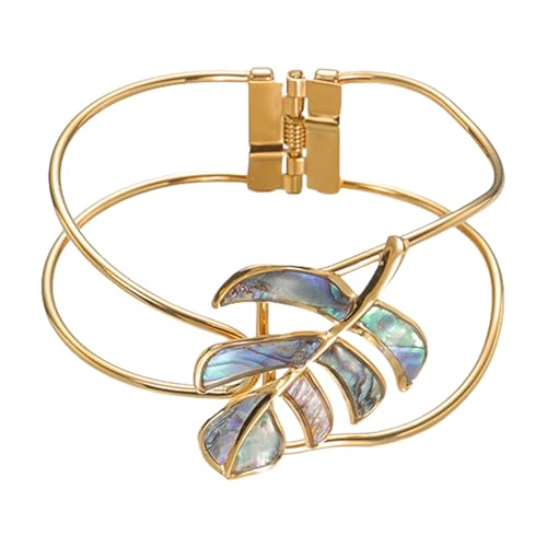 SUMMITDRAGON Mode Breites Bandblattausschnitt Armband Armband Mit Praktischem Verschluss Für Lässige Outfits Alltags Wea Schmuck Oxidationsbeständiger Armreifen von SUMMITDRAGON