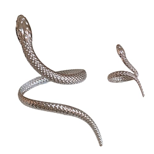 SUMMITDRAGON Mode Gotische Schlangenmanschette Armband Und Punk Schlangen Tierfinger Ringe Für Männer Und Frauen Schmuck Set Schlangenschmuck Set von SUMMITDRAGON