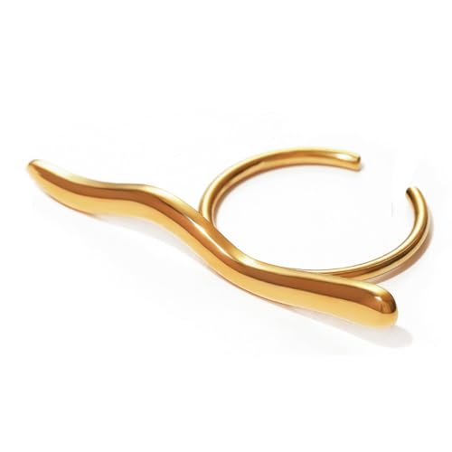 SUMMITDRAGON Mode Offene Gewellten Ringe Stilvolle Verstellbare Ringe Einzigartiger Charme Für Frauen Die Moderne Minimalismen Einstellbar Sind Offenbar von SUMMITDRAGON