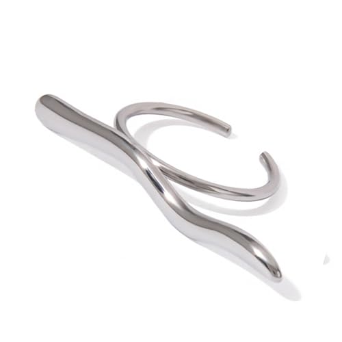 SUMMITDRAGON Mode Offene Gewellten Ringe Stilvolle Verstellbare Ringe Einzigartiger Charme Für Frauen Die Moderne Minimalismen Einstellbar Sind Offenbar von SUMMITDRAGON