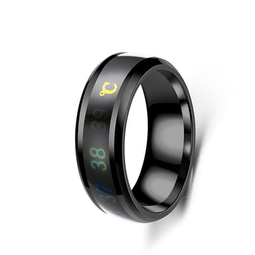 SUMMITDRAGON Mode Rostfreie Stahlringe Mit Farbwechseltemperaturanzeige Für Männer Und Frauen Täglich Accessoire Fashion Cocktail von SUMMITDRAGON