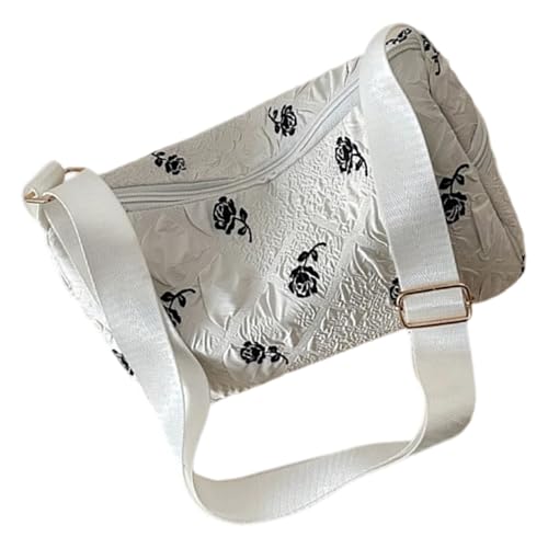 SUMMITDRAGON Moderne Blumenmuster Umhängetasche Große Kapazität Baumwollhandtasche Crossbody Geldbörse Für Büroaktivitäten Leichtes Baumwollkreuzkörper von SUMMITDRAGON