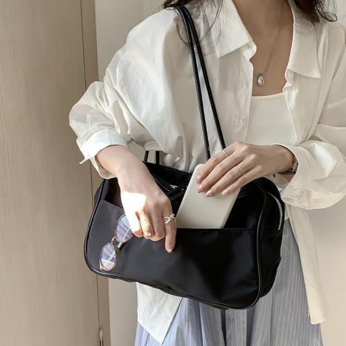 SUMMITDRAGON Moderne Umhängetasche Für Frauen Und Mädchen Einfache Kapazität Handtasche Lässige Achselhöhlen Taschen Für Pendelreisen Nylonhandtasche von SUMMITDRAGON