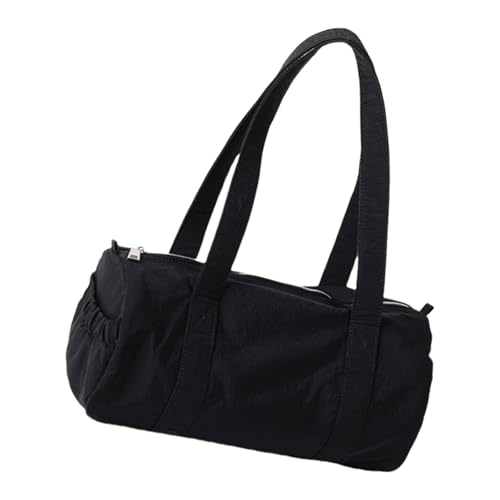 SUMMITDRAGON Modische Runde Röhrchenhand Handtasche Casual Nylon Umhängetasche Damen Feste Farbzylinder Achselbeutel Geldbeutel Für Tägliche Verwendung Freizeitpendler Handtasche von SUMMITDRAGON