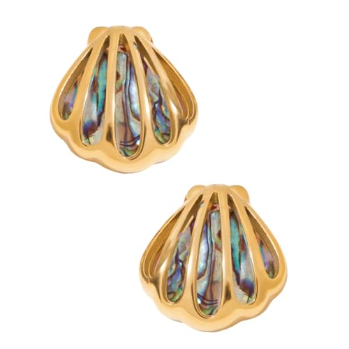 SUMMITDRAGON Muschel Halskette Für Frauen Modische Strandschmuck Edelstahlkette Mit Anhänger Einstellbare Länge Marine Themed Halskette von SUMMITDRAGON