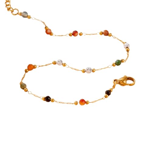 SUMMITDRAGON Naturstein Perlen Accessoire Frauen Armband/Halskette/Fußkettchen Edelsteine Perlenschmuck Für Festivals Und Strandferien Jugendliche Modezubehör von SUMMITDRAGON