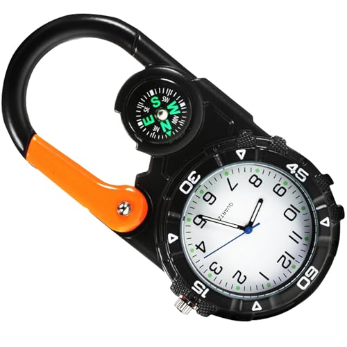 SUMMITDRAGON Pocket Watch Mit Kompasse Wandererbergsteigering Carabiner Hanging Haken Tragbare Gürtel Clip Uhr Für Backpacker Outdoor Sports Mountaineering Carabiner von SUMMITDRAGON