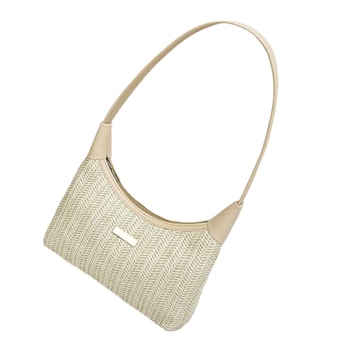 SUMMITDRAGON Praktische Handwerk Schulterbeteiligte Ästhetik Praktische Gewebte Strohhandtasche Mode Mode Unterarmtaschen Für Frauen Girls Freundliche Gewebte Schultertasche von SUMMITDRAGON