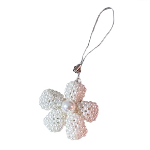 SUMMITDRAGON Raffinierte Imitation Perlen Mobile Anhänger Handgefertigte Blumenkette Stylish Bag Accessoire Für Den Täglichen Gebrauch Handtasche Charme von SUMMITDRAGON