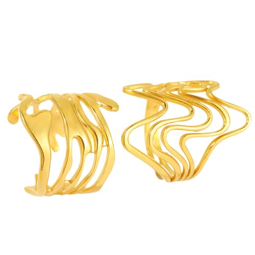 SUMMITDRAGON Set Von 2 Einstellbaren Ringen Mode Fingerschmuck Unregelmäßige Öffnung Ringe Edelstahl Textur Für Frauen Girl Mode Schmuck Vorhanden von SUMMITDRAGON
