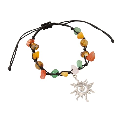 SUMMITDRAGON Spiralen Sternperlenarmband Unregelmäßige Türkisfarbene Steine Böhmische Stile Verstellbares Seilarmband Stapelbar Farbenfrohe Edelsteine von SUMMITDRAGON