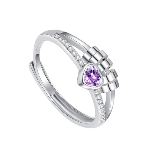 SUMMITDRAGON Stabile Messing Ängstliche Ringe 14K Gold Plated Heart Designs Mit Kubikzirkonia Spinner Perle Tragbar Für Stressabbau von SUMMITDRAGON