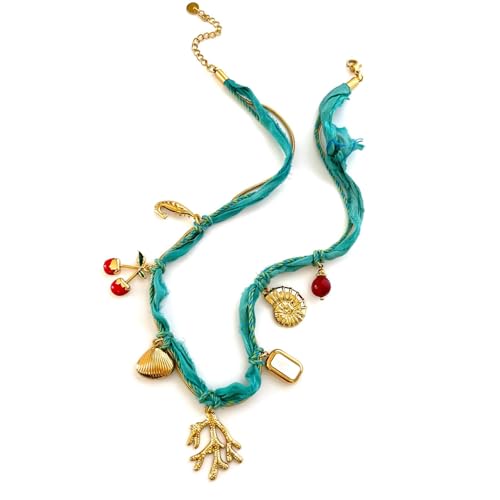 SUMMITDRAGON Stapelbare Strand Urlaub Halskette Feature Stoff Shell Anhänger Komfortable Einstellbare Design Für Wear Laying Beach Party Halskette von SUMMITDRAGON