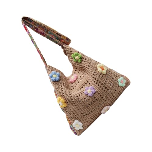 SUMMITDRAGON Stilvolle Crossbody Tasche Atmungsaktive Stricktasche Mit Komplizierter Böhmischer Stickstätte Für Den Täglichen Gebrauch Sticktasche Strickhandtasche von SUMMITDRAGON