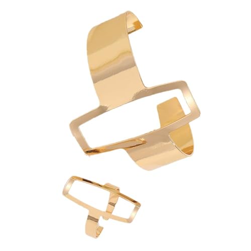 SUMMITDRAGON Stylish Alloy Geometrisches Armband Und Ringe Set Verstellbarer Öffnung Schmuck Einzigartig von SUMMITDRAGON
