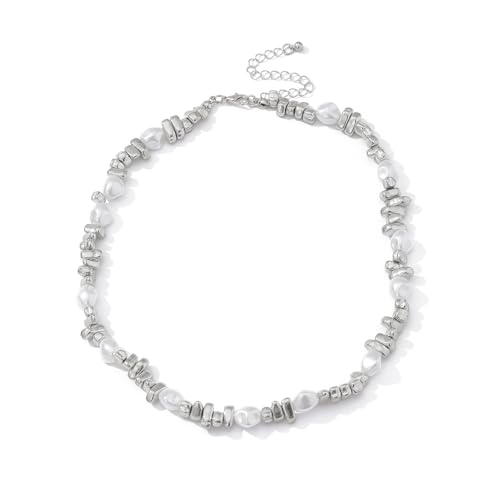 SUMMITDRAGON Trendige Unregelmäßige Perlen Halskette Anspruchsvolle Perlenkette Halskette Perfekt Für Frauen Die Timelesses Eleganzen Schätzen Stilvolle Tägliche Tragenschmuck Für Frauen von SUMMITDRAGON