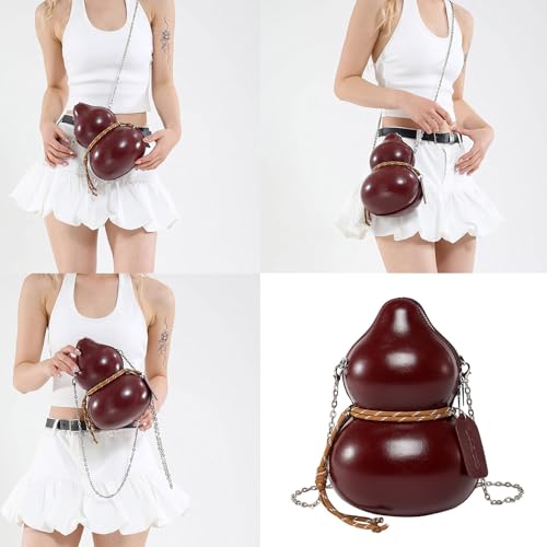 SUMMITDRAGON Trendy Kürbisform PU Crossbody Bag PU Lederumhängende Taschen Casual Satchel Tasche Mit Kette Für Mode Frauen Moderne Damen Crossbody Geldbörse von SUMMITDRAGON