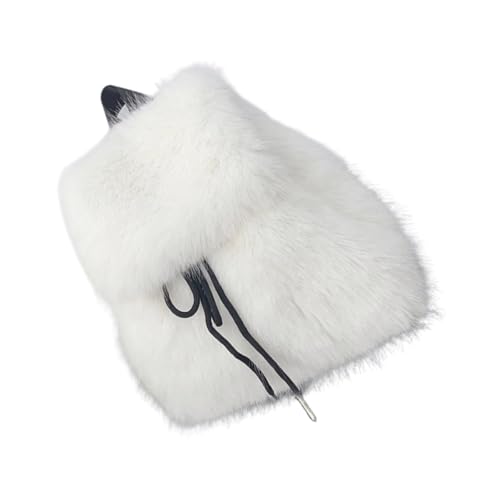 SUMMITDRAGON Trendy Weich Pelzig Warm Warmer Rucksack Fuzzy Klappen Deckback Mit Kordelkordel Für Frauen Und Mädchen Täglich Verwendung Plüsch Rucksack von SUMMITDRAGON