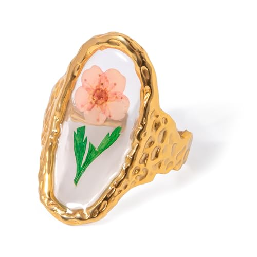 SUMMITDRAGON Verstellbare Blumenaussage Ringe Stilvolle Ringe Schmuck Charme Moderne Und Raffinierte Blumen Offen Schmücken Wasserdichte Schmuck von SUMMITDRAGON