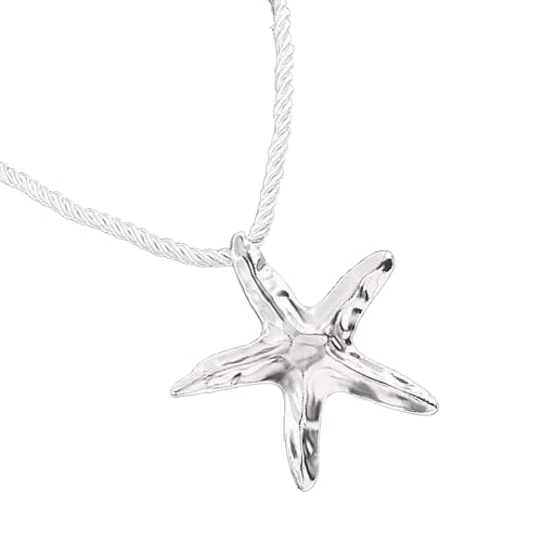 SUMMITDRAGON Verstellbare Seesterne Anhänger Halskette Für Frauen Handgefertigtes Ozeanikschmuck Mit Seilkette Strandfeiertag Accessoire Große Seesterne Anhänger Halskette von SUMMITDRAGON