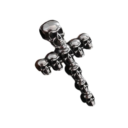 SUMMITDRAGON Vintage Skull Crosses Anhänger Halskette Gotischer Schmuck Mit Verstellbarer Kette Einzigartiges Geschenk Für Männer Und Frauen Halloween Crosses Gift von SUMMITDRAGON