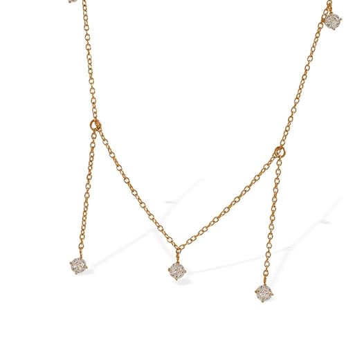 SUMMITDRAGON Zarte Kubische Zirkonia Drop Halskette Mode Metallkette Choker Mode Verstellbare Neckkette Für Frauen Mädchen Büro Kette Halskette von SUMMITDRAGON