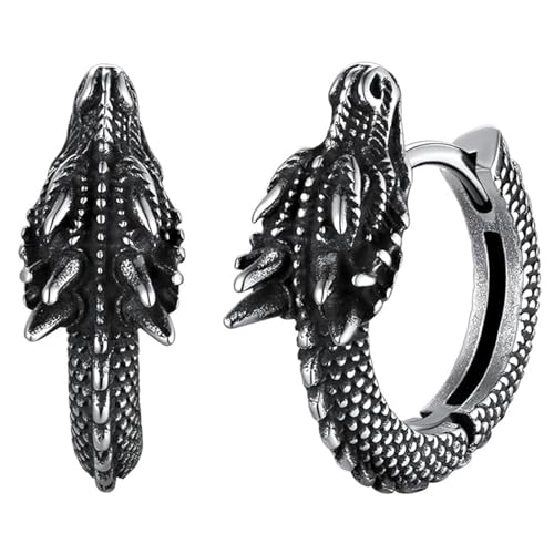 Stilvolle Dragon Hoop Ohrringe Edelstahlohrohrschstene Für Männer Frauen Hip Hop Punk Party Accessoire Unisex Schmuck Männlich Männliche Modeohrringe von SUMMITDRAGON