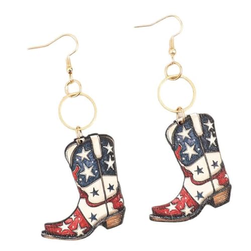 Tragbare Robuste Holzohrringe Mit Einer Patriotischen Star Designs Dekoration Für Independence Day Feierlichkeiten Verwenden Sie Vintage Fashion von SUMMITDRAGON