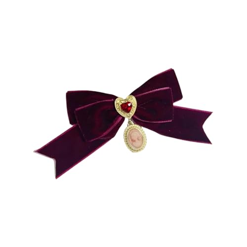 Velvets Bowknot Pin Mit Strasssteinen Herz Handgefertigt Bowtie Brosche Für Mode Enthusiasten Stilvoller Ausschnitt Accessoires Frauen Modeaccessoire von SUMMITDRAGON