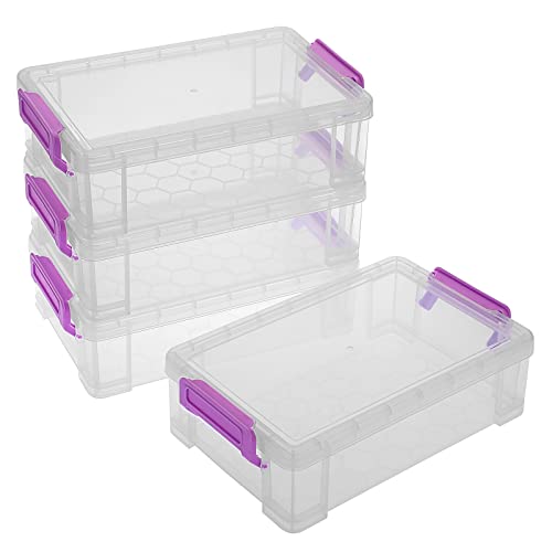 SUMTree 4 Stück Bleistiftboxen aus Kunststoff, stapelbar, Schreibtisch-Organizer für Buntstifte (groß, violett), violett, L, Fashion von SUMTree