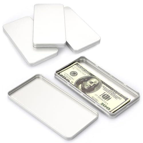 SUMTree 4 Stück Geldkassetten aus Metall für Euro-Münzen, für Bargeld, Münztablett (Silber), silber, Geldkassette von SUMTree