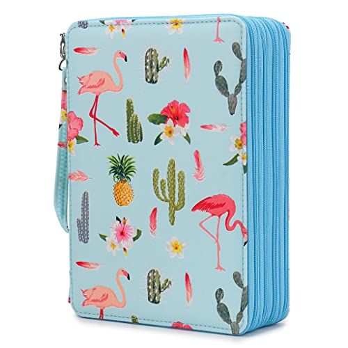 SUMTree Federmäppchen, 200 Löcher, Buntstiftetasche, für Zeichner oder Malliebhaber (blauer Flamingo) von SUMTree