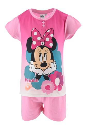 SUN CITY Minnie Mouse Mädchen Schlafanzug | kurzer Pyjama | 100% Baumwolle Shorty bequem (DE/NL/SE/PL, Numerisch, 98, Regular, Rosa) von SUN CITY