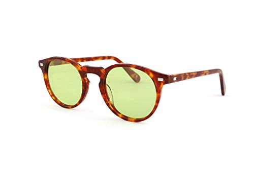 SUN LOVERS Sonnenbrille Unisex: runde Brillenfassung aus einer polarisierten Damenbrille für Herren aus Acetat (Licht havanna/grün) von SUN LOVERS